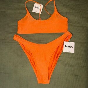 Honey Swim Orange bikini, new with tags!